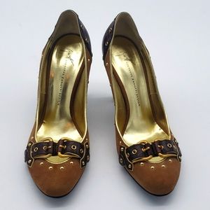 GIUSEPPE ZANOTTI SIZE 39 1/2 COLOR BROWN AND TAN 100% AUTHENTIC
